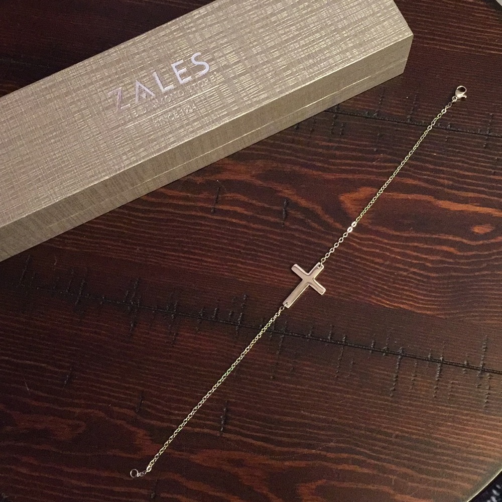 🆕 Zales Cross Stainless Steel Ankle Bracelet